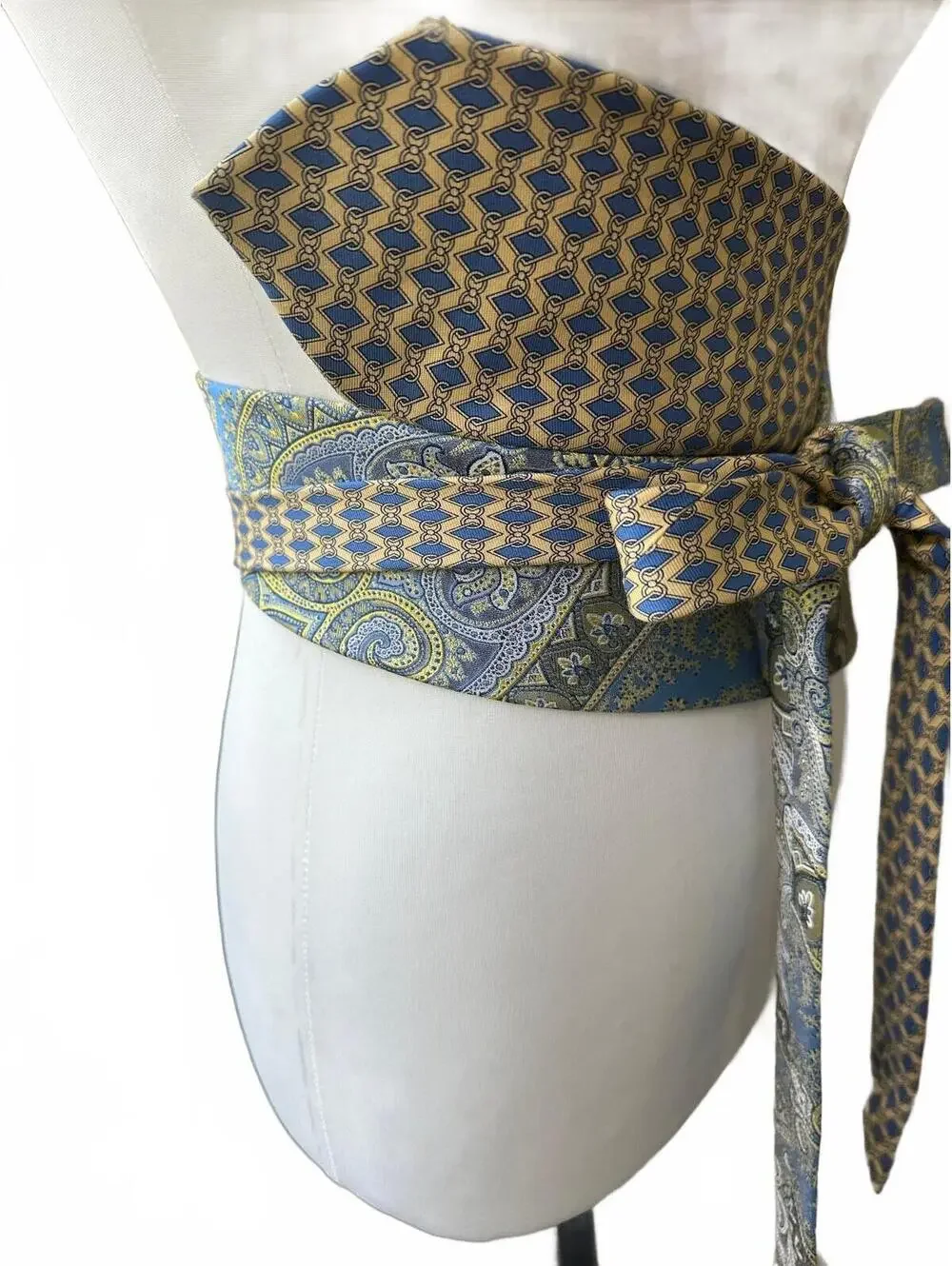 Upcycled Silk Necktie Obi Belt | Handmade Corset Style Belt | One of a Kind | OS